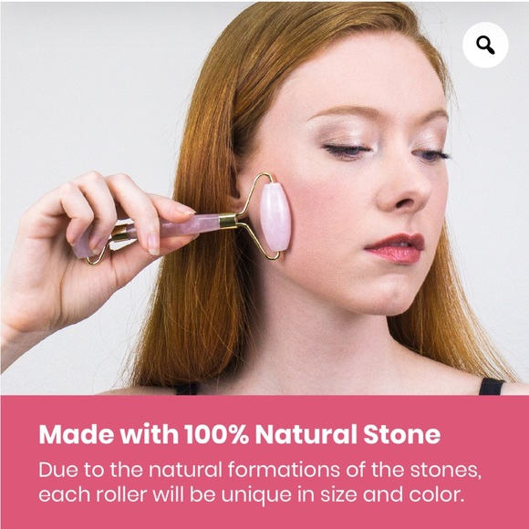 Brightening & Depuffing Premium Facial Massager / Rose Quartz Roller - Picture 2 of 12